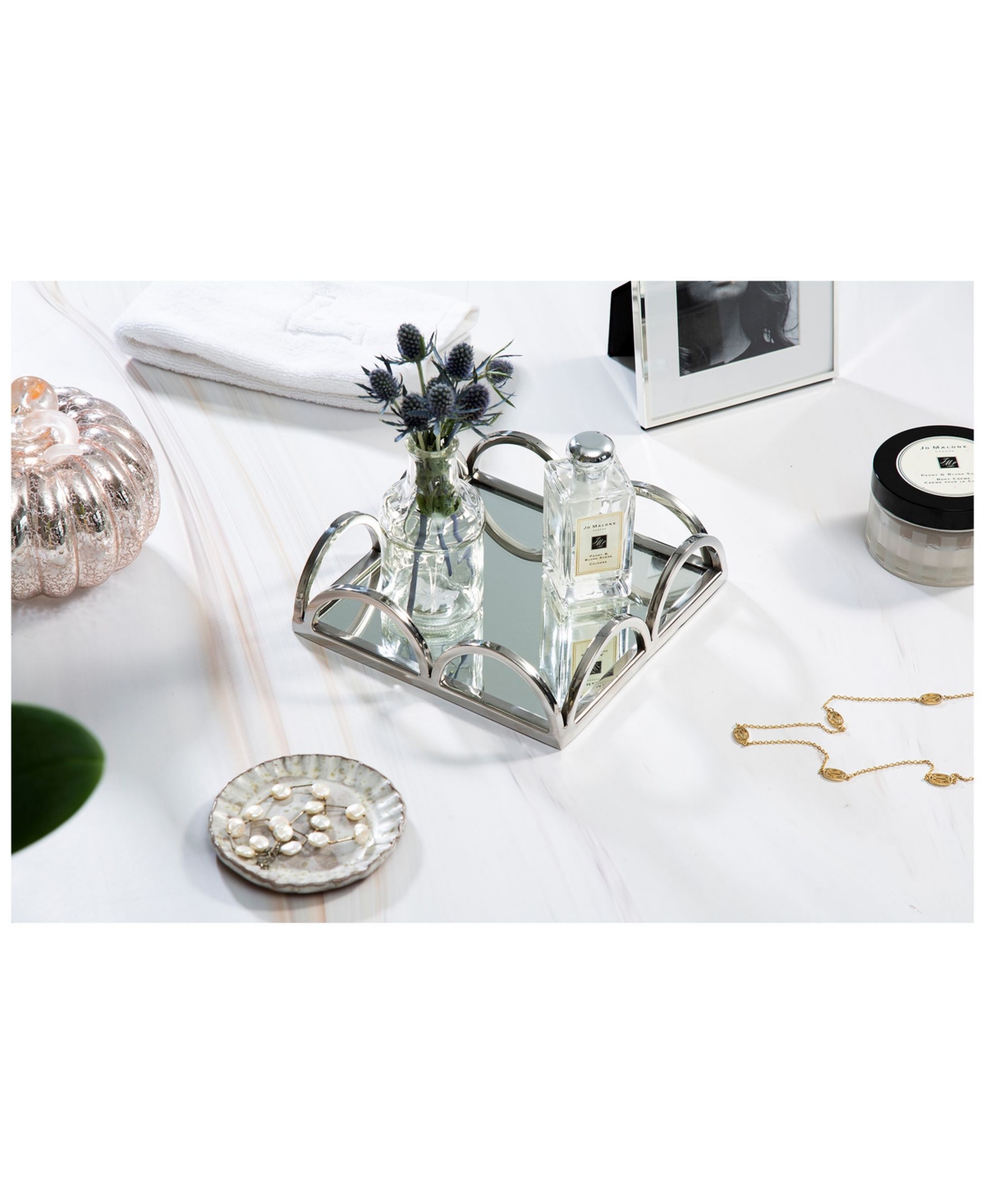 Classic Touch Mirrored Napkin Holder With Side Bars