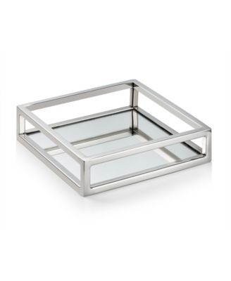 Small Square Mirrored Tray with Chrome Rails