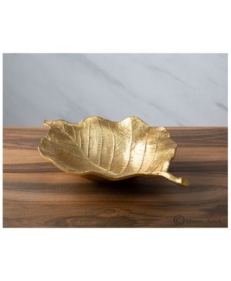 Gold Leaf Shaped Bowl with Vein Design
