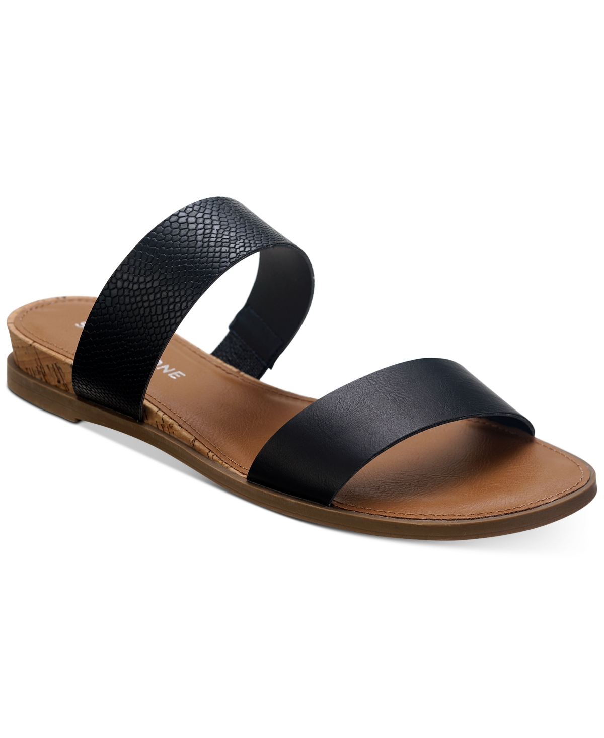 Shop Sun + Stone Women's Easten Double Band Slide Flat Sandals, Created For Macy's In Black