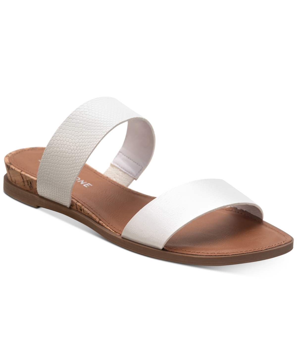 Sun + Stone Women's Easten Double Band Slide Flat Sandals, Created For Macy's In White