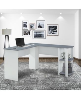 Techni Mobili Modern L-Shaped Desk w/ Side Shelves