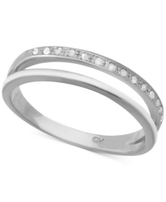 Macy's - Diamond Split Shank Band (1/10 ct. t.w.) in Sterling Silver