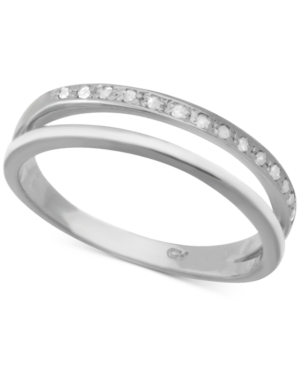 Macy's Diamond Split Shank Band (1/10 Ct. T.w.) In Sterling Silver In Sterling Silver
