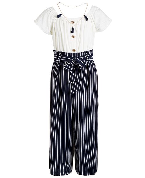 Beautees Big Girls Striped Necklace Jumpsuit Reviews Macy S