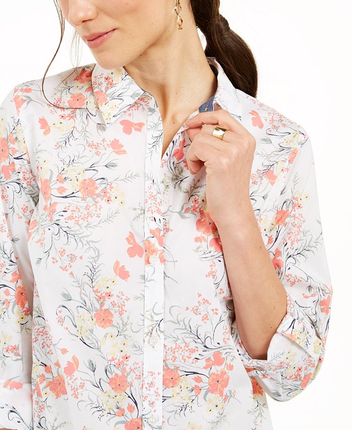 Charter Club Cotton Floral-Print Shirt, Created for Macy's - Macy's