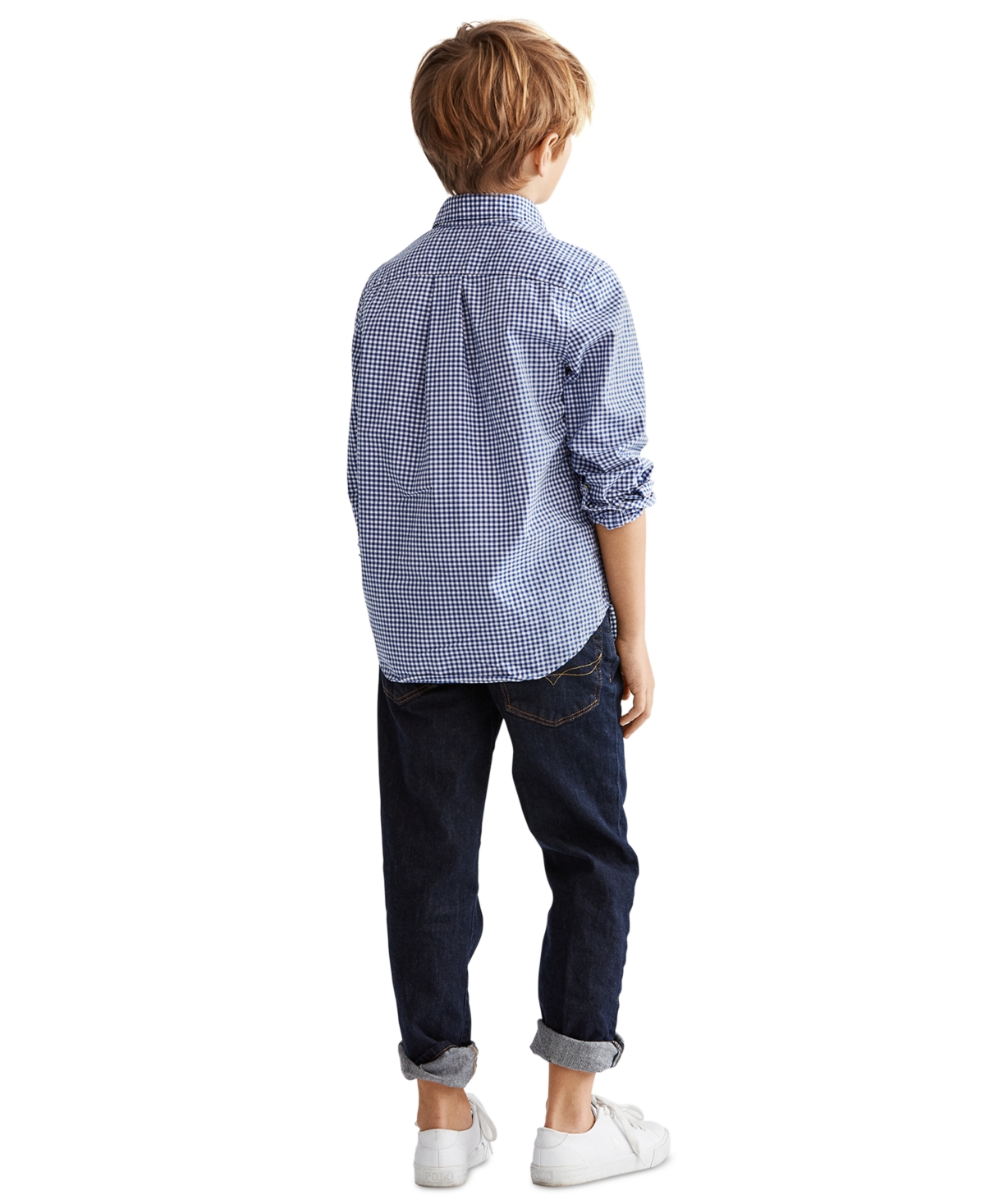 Shop Polo Ralph Lauren Toddler And Little Boys Gingham Cotton Poplin Shirt In Blue Multi