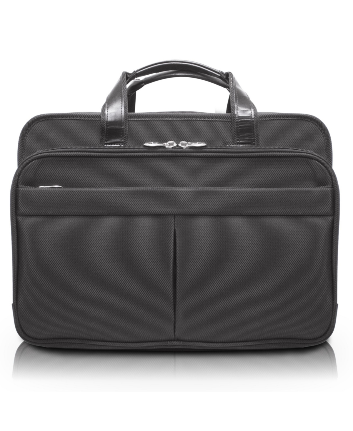 Walton, 17" Expandable Double Compartment Laptop Briefcase - Black