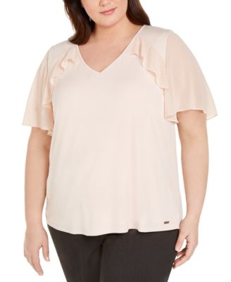 flutter sleeve plus size top