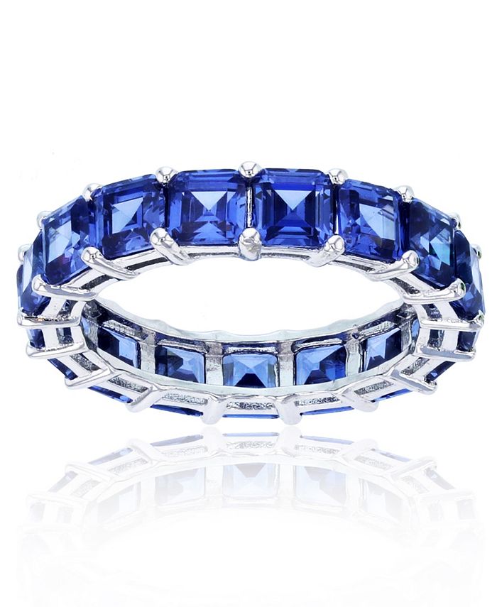 Macy's - Purple Princess Cut Cubic Zirconia Eternity Band in Rhodium Plated Sterling Silver