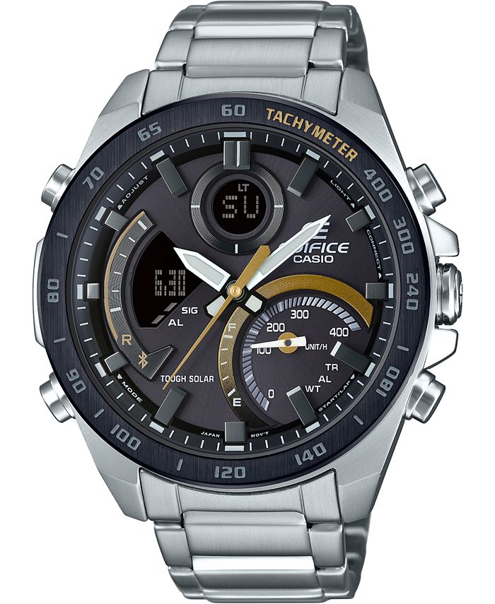 GShock GShock Men's Solar AnalogDigital Stainless Steel Bracelet