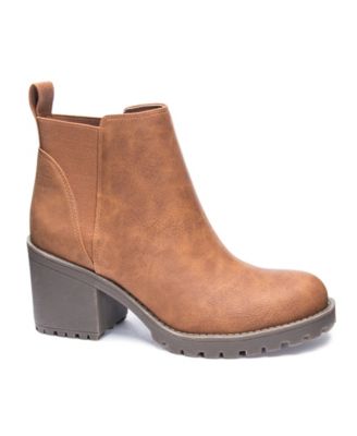 tan block heel booties