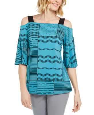 JM Collection - Printed Cold-Shoulder Tunic, Created For Macy's