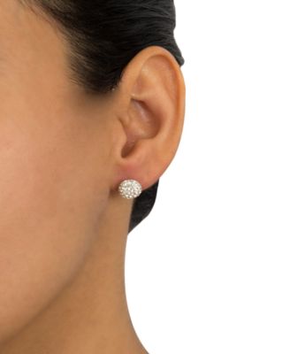 Crystal Pave Stud Earrings in Sterling Silver. Available in Clear, Blue, Gray, Red or Multi