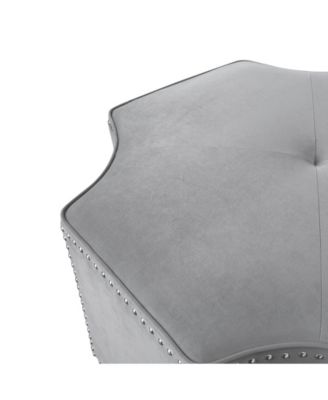 Fiorella Upholstered Octagon Cocktail Ottoman with Nailhead Trim