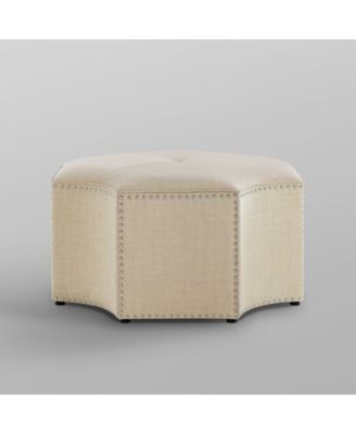 Fiorella Upholstered Octagon Cocktail Ottoman with Nailhead Trim