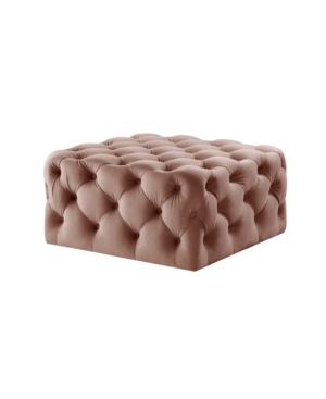 Inspired Home Madeline Upholstered Tufted Allover Square Cocktail Ottoman In Blush