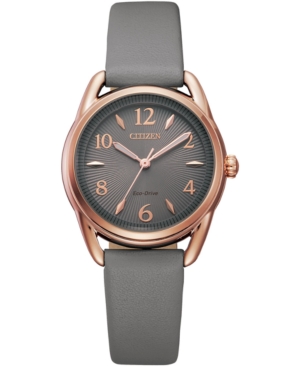 image of Drive From Citizen Eco-Drive Women-s Gray Leather Strap Watch 30mm