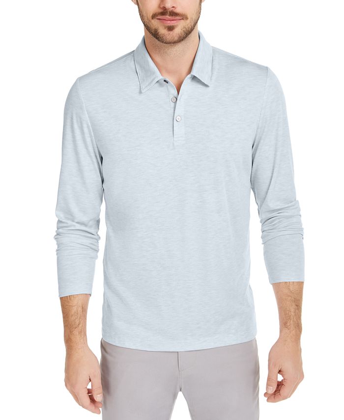 Alfani Men's AlfaTech Stretch Solid Long Sleeve Polo Shirt, Created for ...