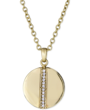image of Diamond Circle Pendant Necklace (1/8 ct. t.w.) in 18k Gold-Plated Sterling Silver, 16