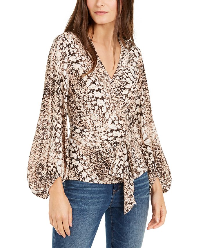 INC International Concepts INC Snake-Embossed Faux-Wrap Top, Created ...