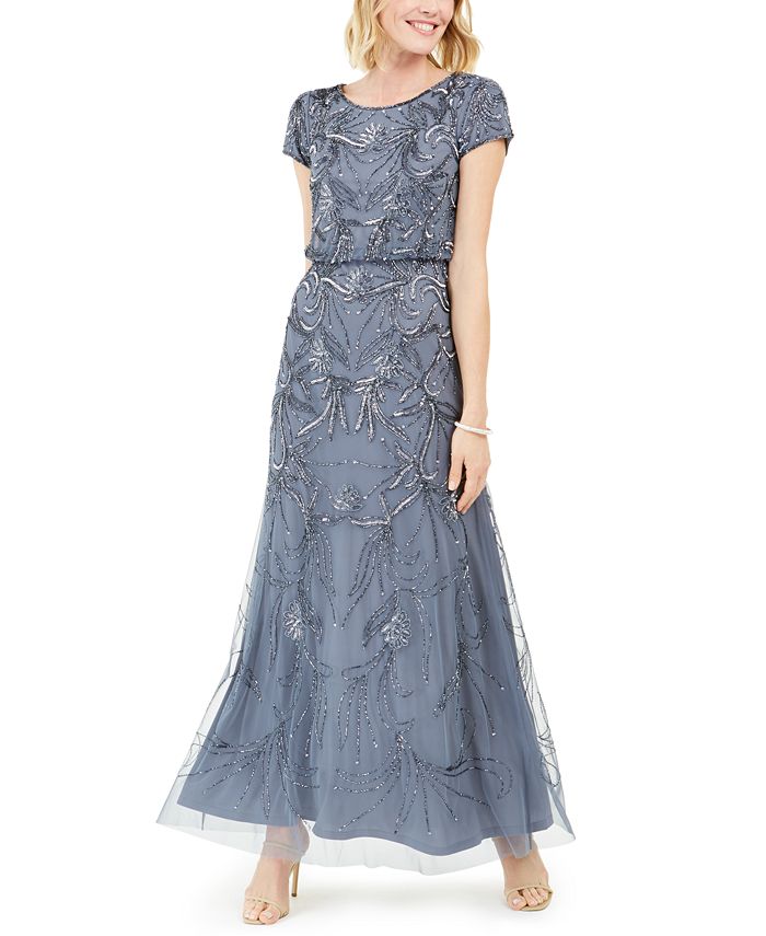 embarazada Perth Blackborough nombre Adrianna Papell Beaded Gown & Reviews - Dresses - Women - Macy's