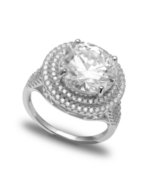 image of Cubic Zirconia Double Pave Row Ring (7-1/2 ct. t.w.) In Sterling Silver