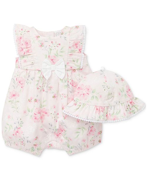 Little Me Baby Girls 2 Pc Cotton Floral Romper Hat Set Reviews