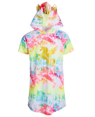Max & Olivia - Big Girls Tie-Dyed Unicorn Hood Nightgown