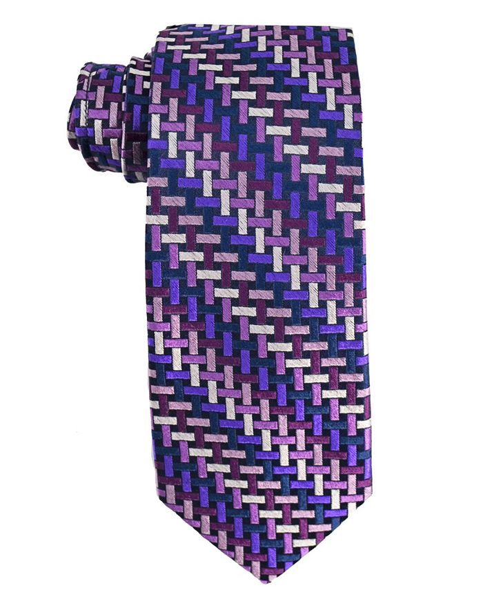 DUCHAMP LONDON Men's Basket Weave Silk Tie - Macy's