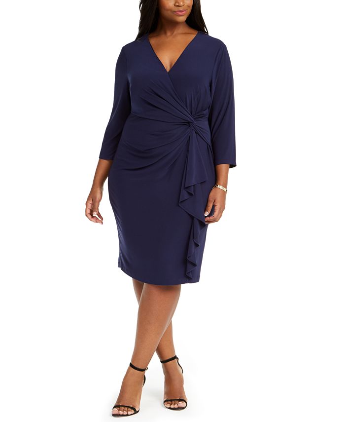 Jessica Howard Plus Size Ruched Jersey Dress - Macy's