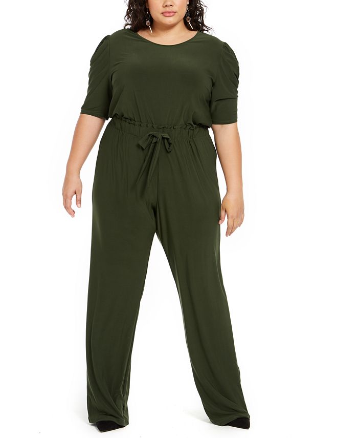 NY Collection Plus Size Tie-Front Jumpsuit - Macy's