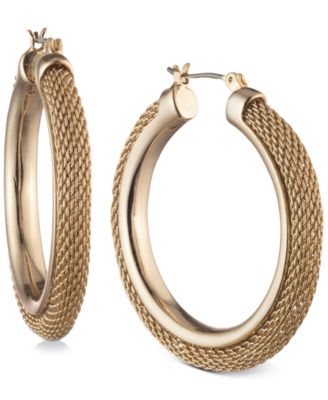 Lauren Ralph Lauren - Medium Mesh Hoop Earrings, 1.5"