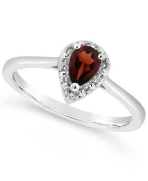 image of Garnet (3/8 ct. t.w.) and Diamond Accent Ring in Sterling Silver