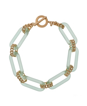 image of Chiristian Siriano New York Gold Tone and Lucite Link Collar Necklace