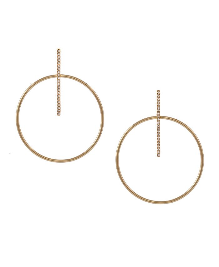 Christian Siriano New York Gold Tone Pave Bar and Polished Wire Drop