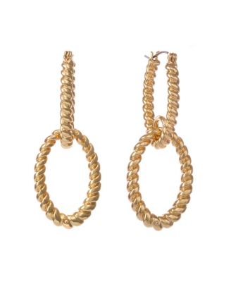 Christian Siriano New York - Chiristian Siriano Gold Tone Twisted Double Loop Drop Earrings