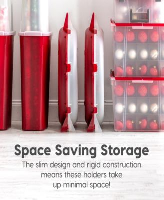 24&amp;quot; Wreath Storage Container With Latches and Handle, 2 Pack, For Holiday Garland/Wreath, Holiday Decorations, and Heavy Duty, Portable, High Protection, and Space Saving Storage, Clear/Red