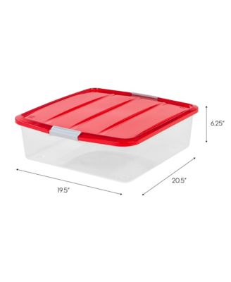 33 Qt. 3-pack Holiday Wreath Storage Container Box with Lid, Clear/Red