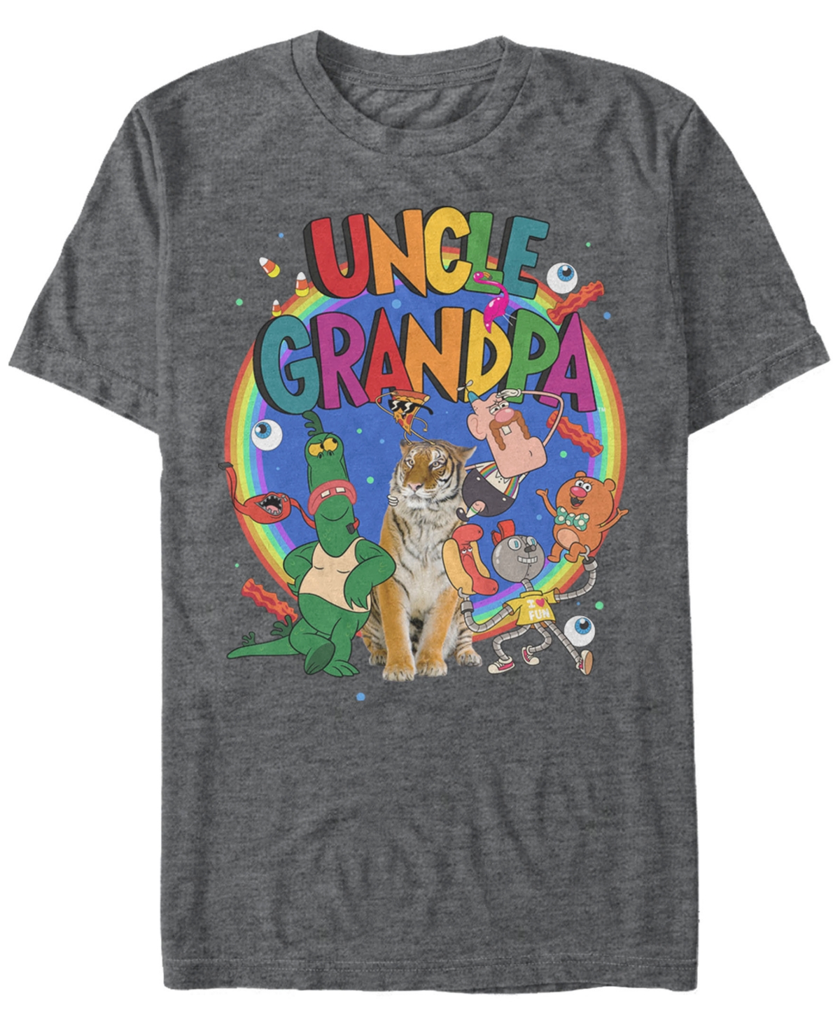 Fifth Sun Men's Uncle Grandpa The Whole Crew Logo Rainbow Short Sleeve T- shirt
