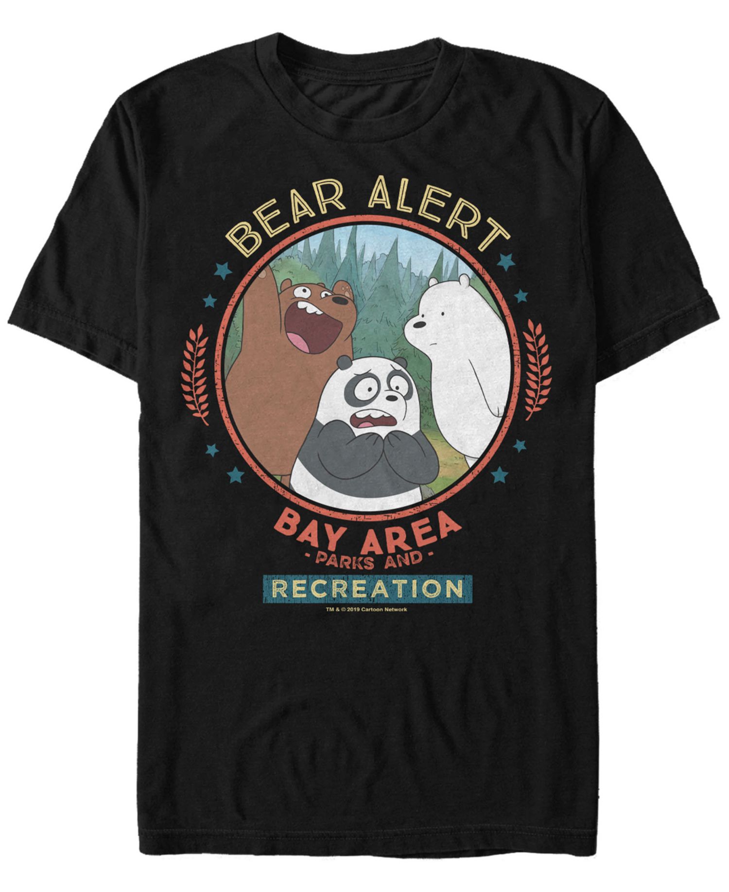Men's We Bare Bears Bay Area Bear Alert Circle Short Sleeve T- shirt