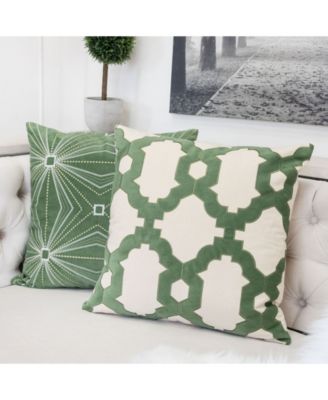 Gabriella Olive Cotton Decorative Pillow, 20" x 20"