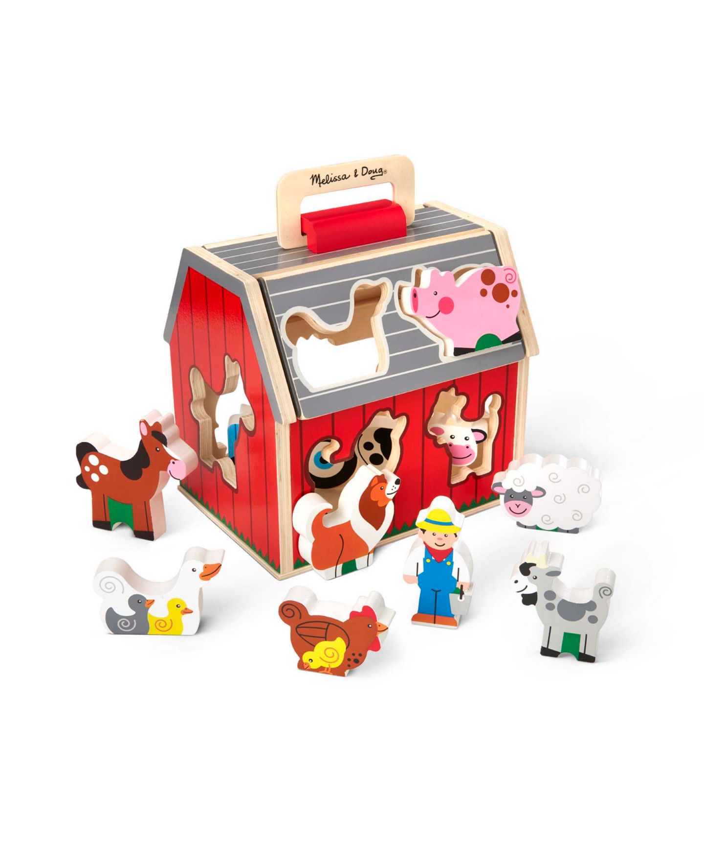 Детские игрушки Melissa and Doug Wooden Sorting 10-Piece Barn, Ages 2+ — фото 1