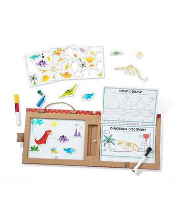Melissa and Doug - Natural Play: Play, Draw, Create Reusable Drawing Magnet Kit – Dinosaurs 41 Magnets, 5 Dry-Erase Markers