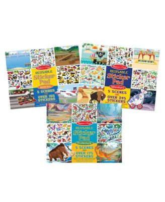Melissa and Doug - Melissa Doug Reusable Sticker Pad 3 -Pack Prehistoric, Adventure, Vehicles