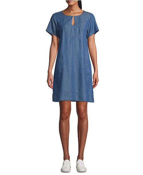 John Paul Richard Petite Keyhole Short Sleeve Shift Dress Reviews Dresses Petites Macy S