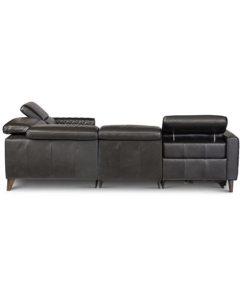 Furniture Jaconna 4Pc. Leather Sectional with 2 Power Recliners