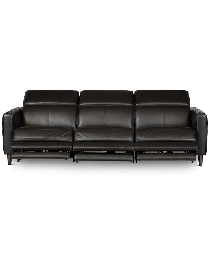 Furniture Jaconna 3Pc. Leather Sofa with 3 Power Recliners, Created