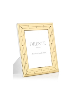 Oreste Milano 5x7 Gold Plated Picture Frame on a White Lacquered Wooden Back