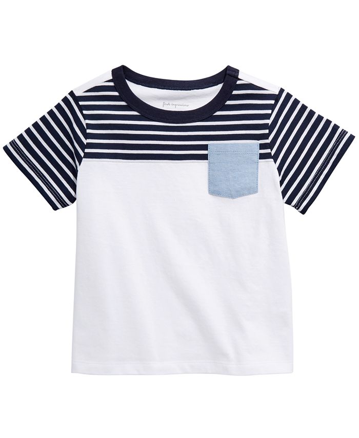 First Impressions Baby Boys Striped Colorblocked Cotton T-Shirt ...